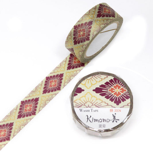 Kimono Zen Series Gold Foil Washi Tape - Diamond Chrysanthemum