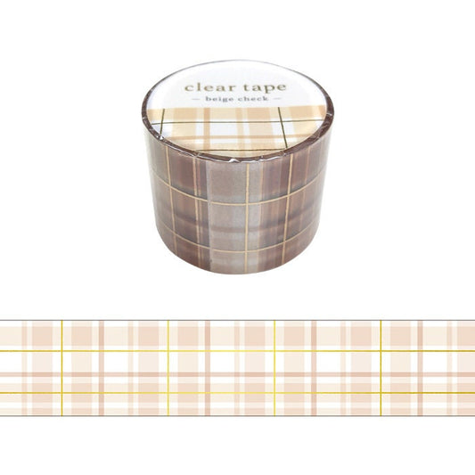 Clear Tape with Gold Foil - Beige Check