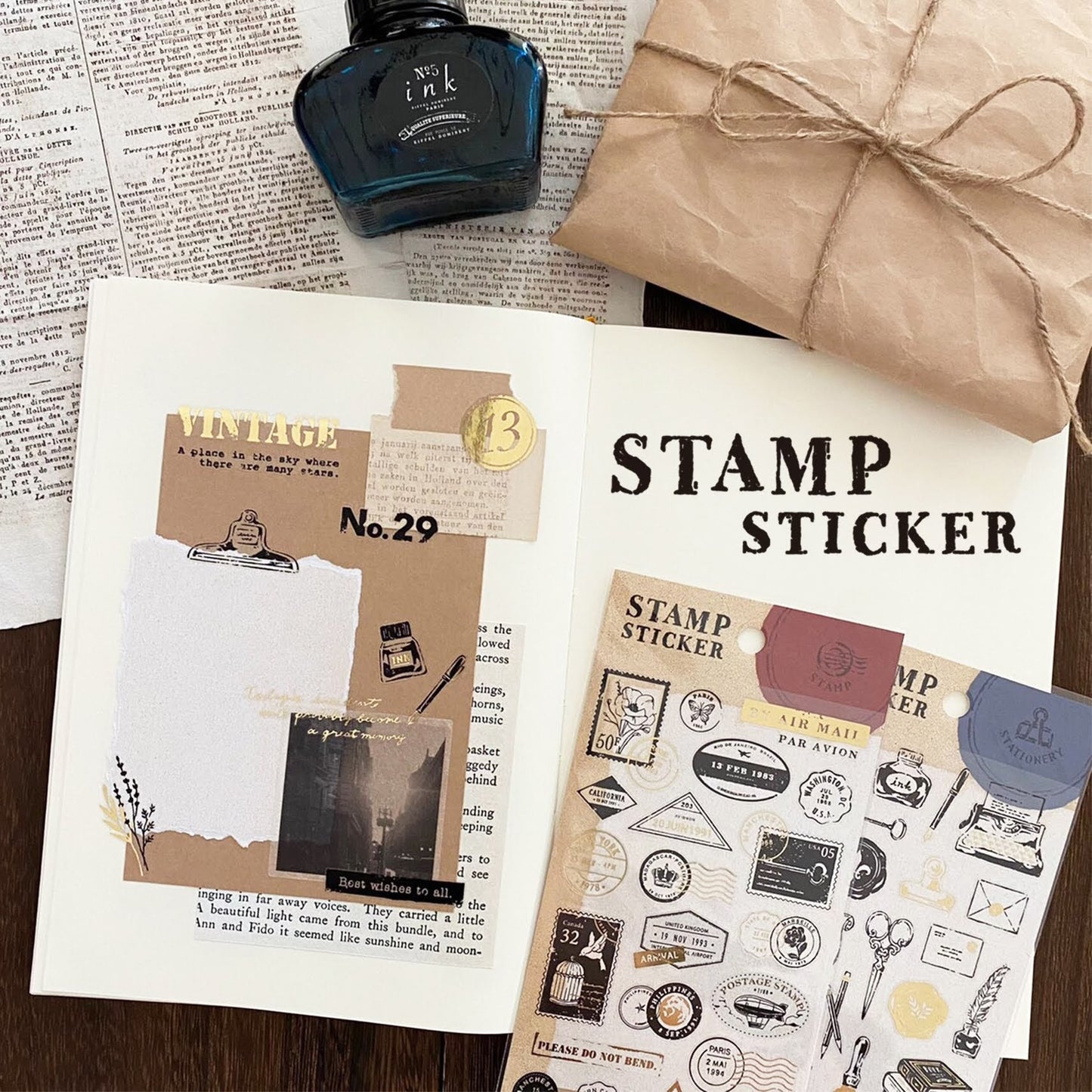 Stamp Gold Foil Sticker Series - Coffee