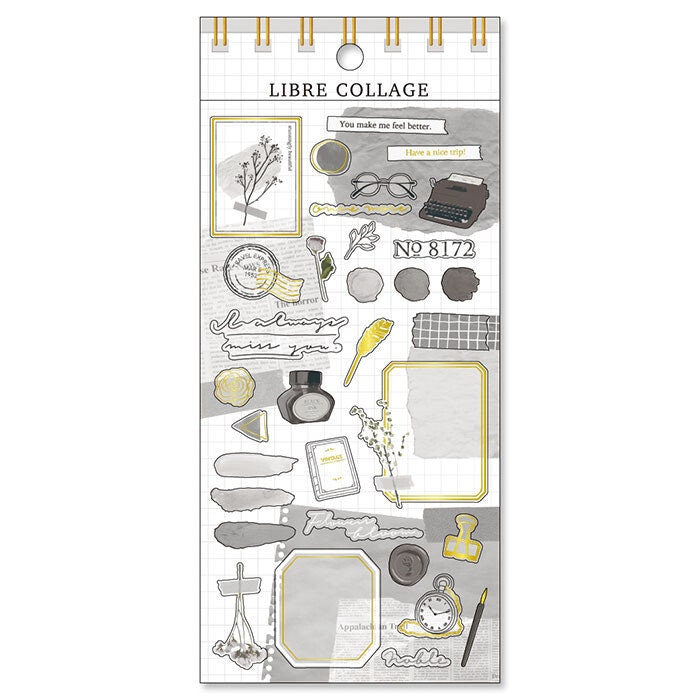 Libre Collage Gold Foil Sticker Series - Gray