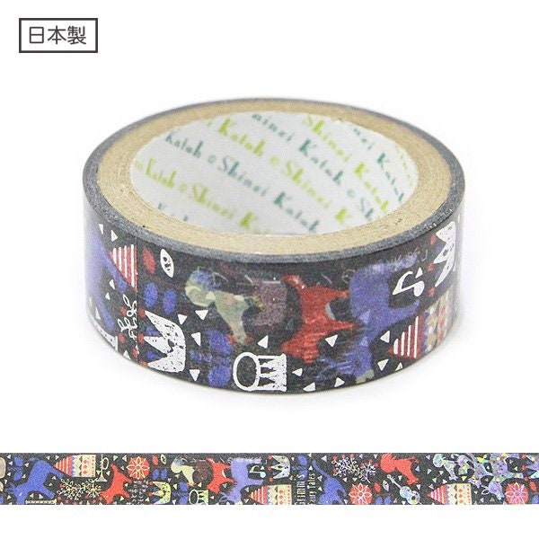 Grimm's Fairy Tale Gem Series Silver Foil Washi Tape - Town Musicians of Bremen