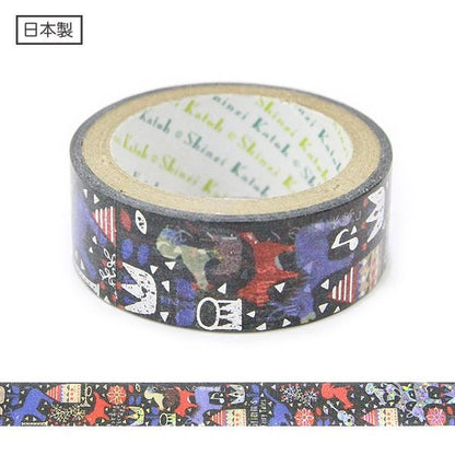 Grimm's Fairy Tale Gem Series Silver Foil Washi Tape - Town Musicians of Bremen