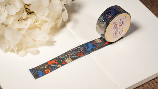 Grimm's Fairy Tale Gem Series Silver Foil Washi Tape - Town Musicians of Bremen