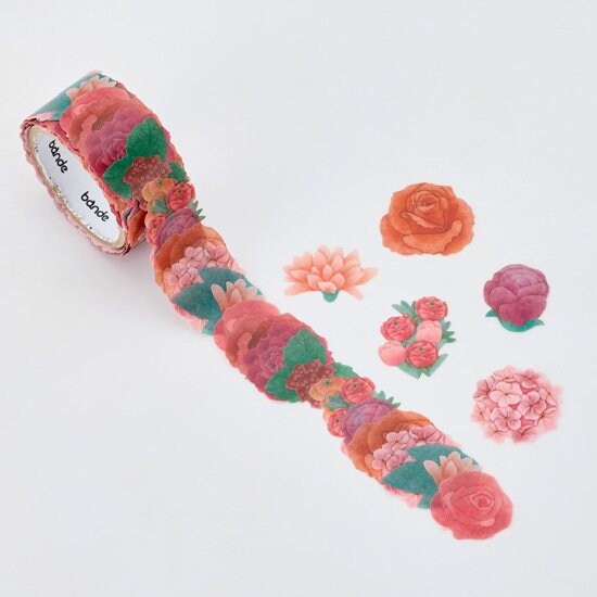 Washi Sticker Roll Series - Rose Bouquet Red