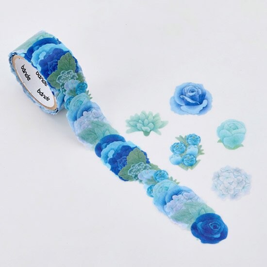 Washi Sticker Roll Series - Rose Bouquet Blue