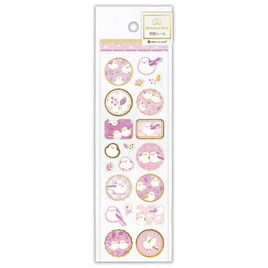 Wanowa Japanese Style Gold Foil Sticker - Longtailed Tit