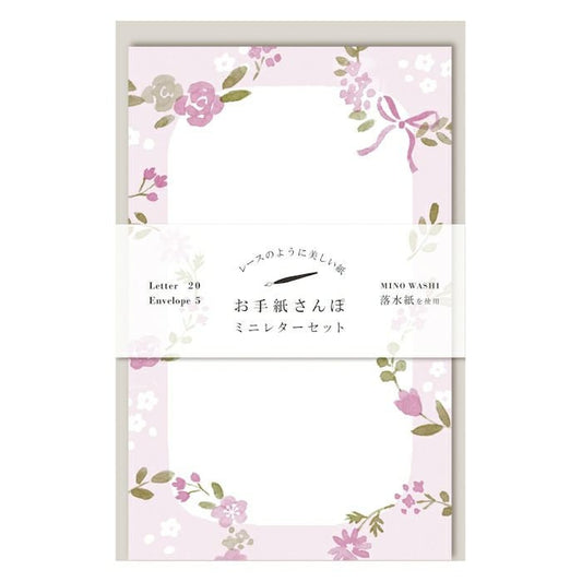 Walking Series Japanese Washi Letter Writing Set - Flower Wreth