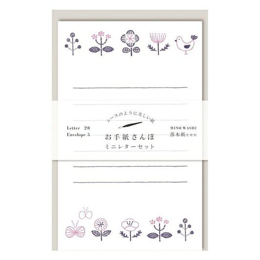 Walking Series Japanese Washi Letter Writing Set - Embroidery Flower