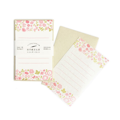 Walking Series Japanese Washi Letter Writing Set - Red Flower