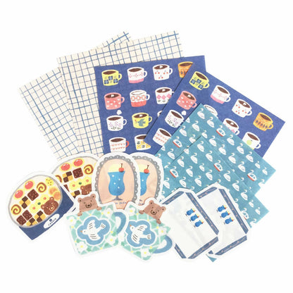 Japanese Mini Washi Letter Writing Set Relaxing Series - Bear and Drink