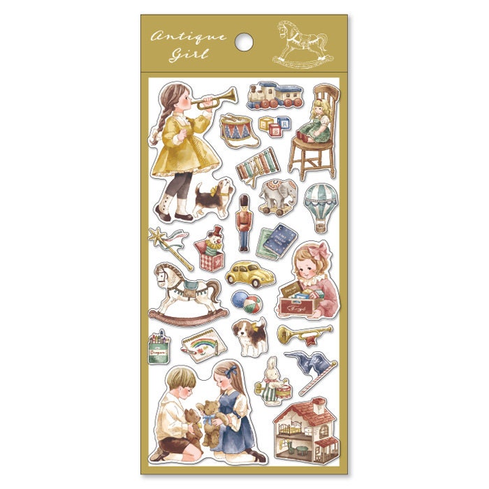 Antique Girl Sticker Series - Play Time