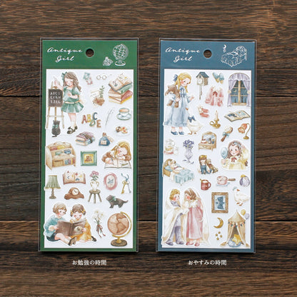 Antique Girl Sticker Series - Learning Time