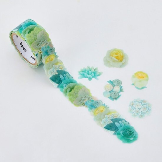 Washi Sticker Roll Series - Rose Bouquet Green