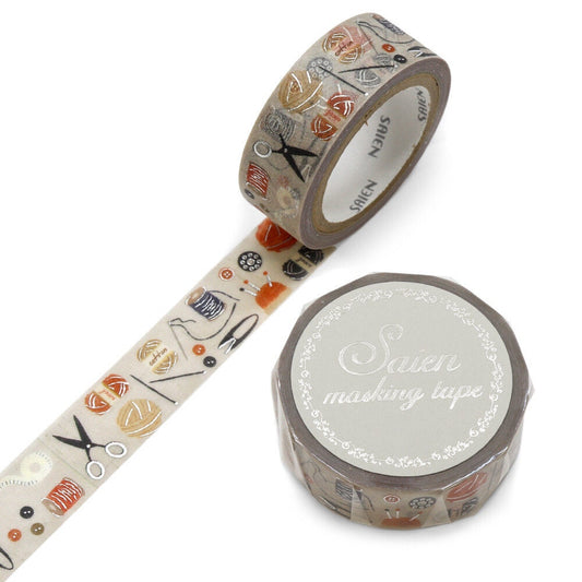 Saien Limited Autumn Series Foil Series Silver Foil Washi Tape  - Sewing