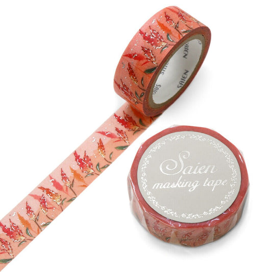 Saien Limited Autumn Series Foil Series Silver Foil Washi Tape  - Crimson Clover