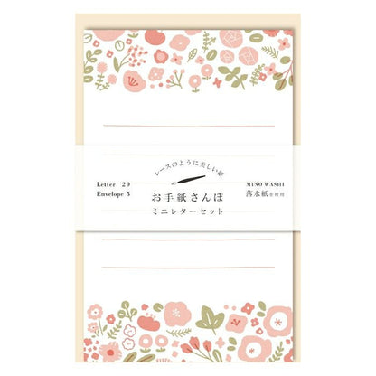 Walking Series Japanese Washi Letter Writing Set - Red Flower