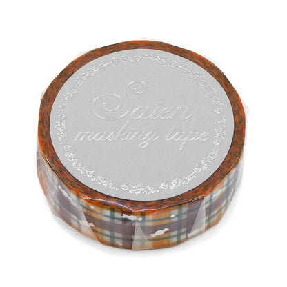 Saien Limited Autumn Series Foil Series Silver Foil Washi Tape  - Hollowen Checked