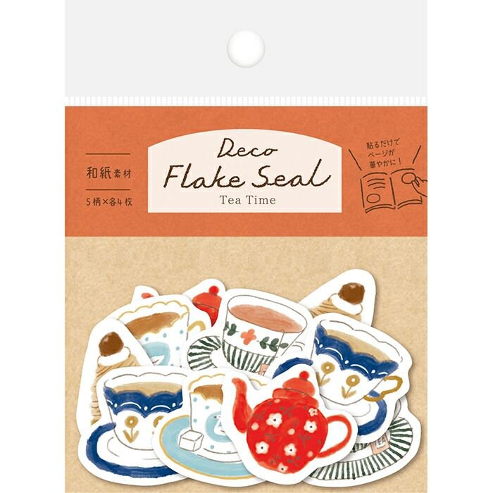 Japanese Washi Flake Sticker Bag Tea Time