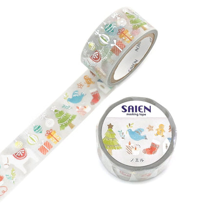 Saien Limited Chistmas Silver Foil Washi Tape Series - Noel