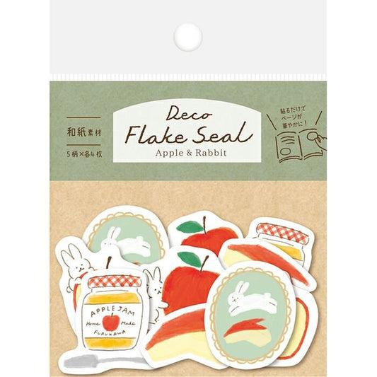 Japanese Washi Flake Sticker Bag - Apple and Rabbit