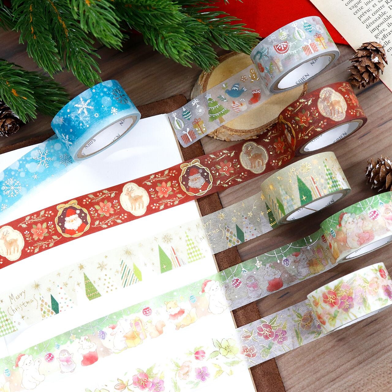 Saien Limited Chistmas Gold Foil Washi Tape Series - Chistmas Rose