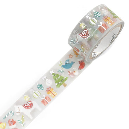 Saien Limited Chistmas Silver Foil Washi Tape Series - Noel