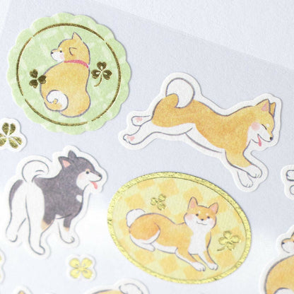 Foron Pearl Series Gold Foil Sticker - Graceful Shiba Dog