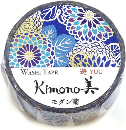 Kimono Yuu Series Gold Foil Washi Tape - Modern Chrysanthemum