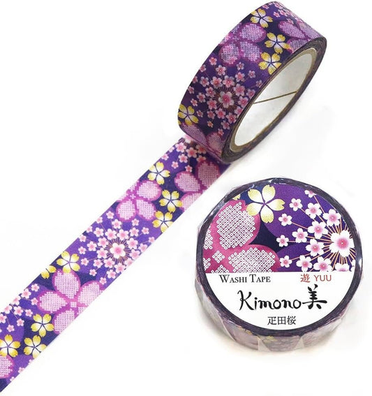 Kimono Yuu Series Gold Foil Washi Tape - Hikita Sakura