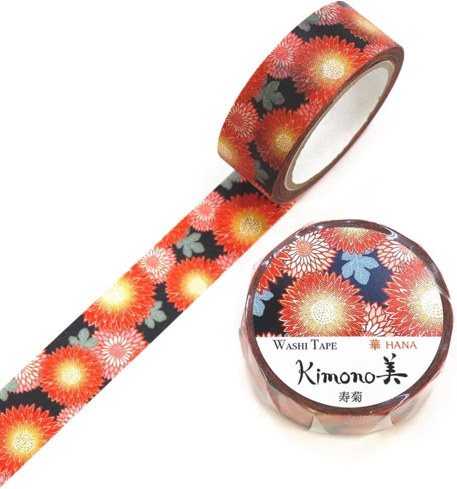 Kimono Hana Series Gold Foil Washi Tape - Tagetes erecta