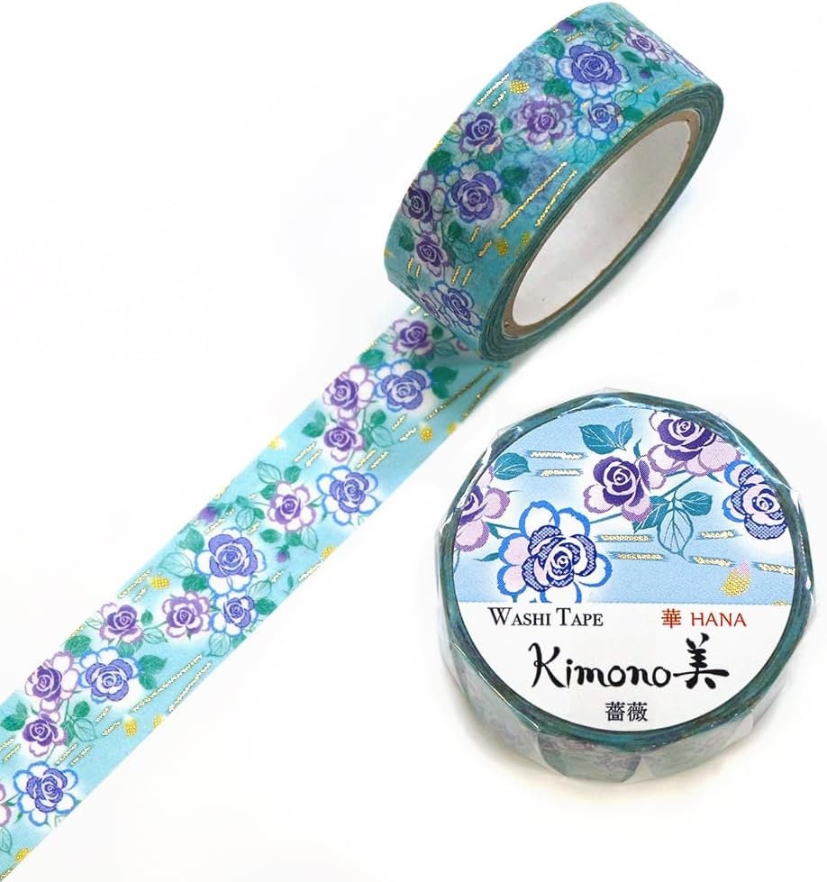 Kimono Hana Series Gold Foil Washi Tape - Rose