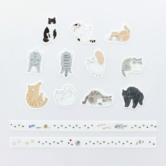 Washi Sticker Roll Series - Walking cat