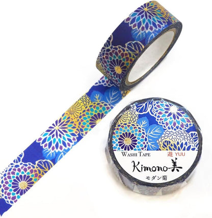 Kimono Yuu Series Gold Foil Washi Tape - Modern Chrysanthemum