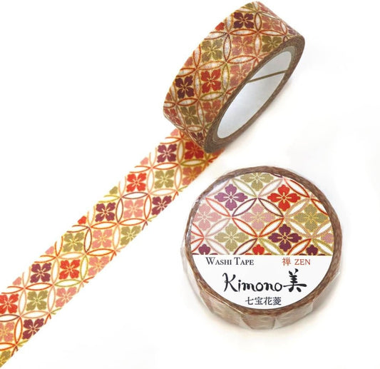 Kimono Zen Series Gold Foil Washi Tape - Cloisonne Hanabishi