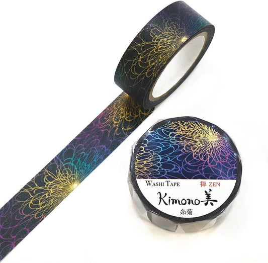 Kimono Zen Series Gold Foil Washi Tape - Chrysanthemum indicum