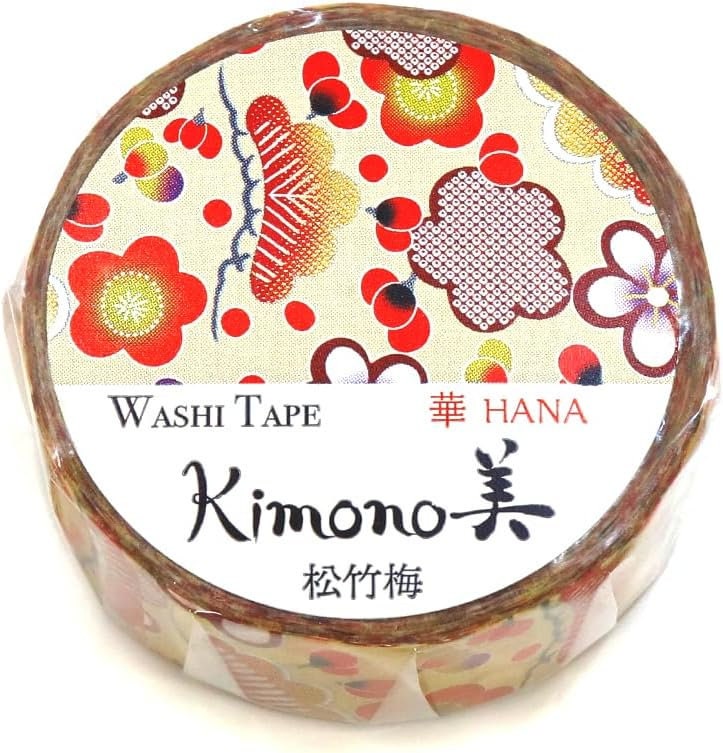 Kimono Hana Series Gold Foil Washi Tape - Shochiku plum