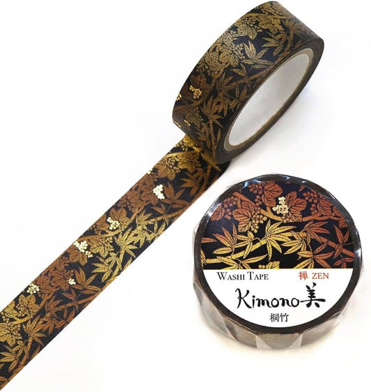 Kimono Zen Series Gold Foil Washi Tape - Paulownia bamboo