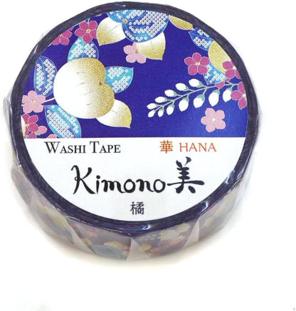 Kimono Hana Series Gold Foil Washi Tape - Tangerine