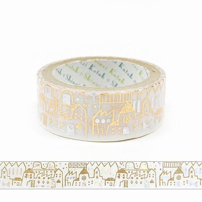 Starlight Series Gold and Silver Foil Washi Tape - Row of houses