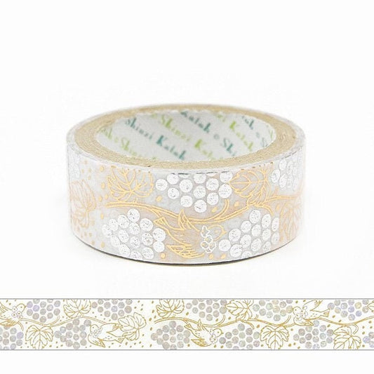 Starlight Series Gold and Silver Foil Washi Tape - Grapes and Birds