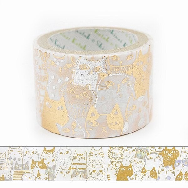 Starlight Series Gold & Silver Foil Washi Tape - Many cats