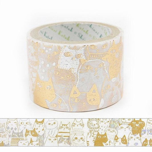 Starlight Series Gold & Silver Foil Washi Tape - Many cats