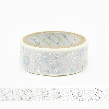 Starlight Series Silver and Rainbow Foil Washi Tape - Hoshi