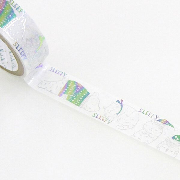 Starlight Series Silver and Rainbow Foil Washi Tape - Sleepy