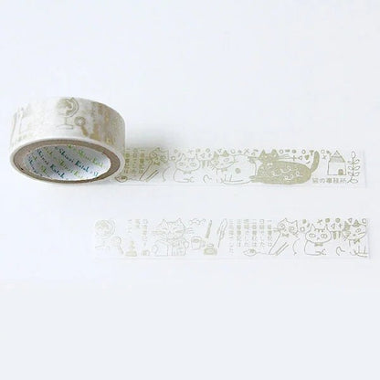 Kenji Miyazawa Series Gold Silhouette Lace Washi Tape - Cat Office