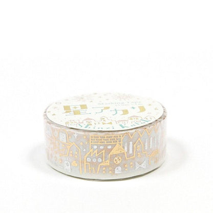 Starlight Series Gold and Silver Foil Washi Tape - Row of houses