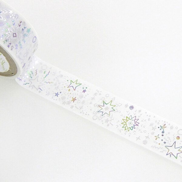 Starlight Series Silver and Rainbow Foil Washi Tape - Hoshi