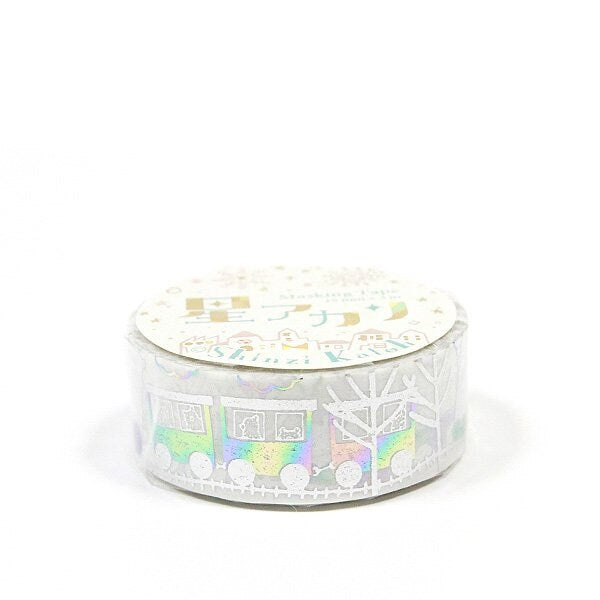 Starlight Series Silver and Rainbow Foil Washi Tape - Train