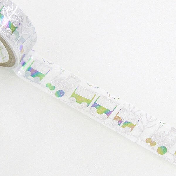 Starlight Series Silver and Rainbow Foil Washi Tape - Train