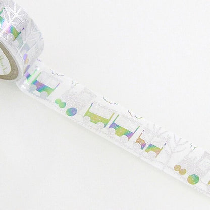 Starlight Series Silver and Rainbow Foil Washi Tape - Train